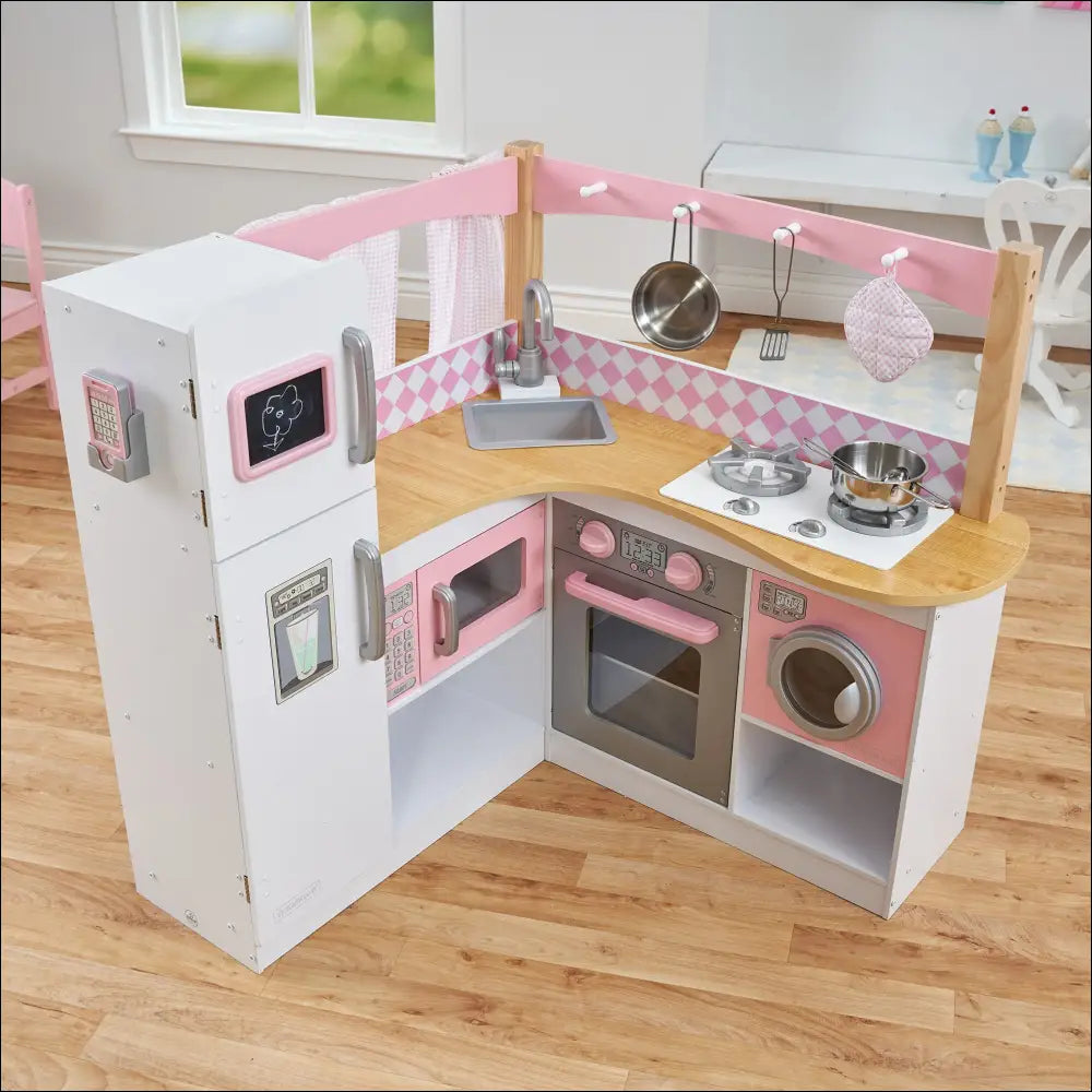 Cocinita Grande Gourmet en colores rosa y blanco, ideal para la diversión culinaria