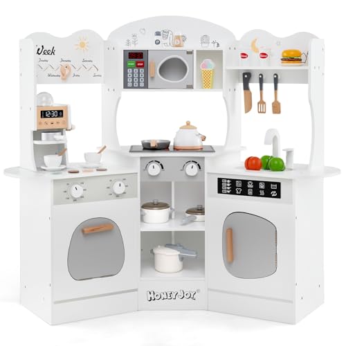 Cocinita Infantil con Máquina de Café, Microondas, Horno, Lavadora y Accesorios 