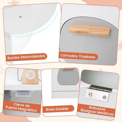 Cocinita Infantil con Máquina de Café, Microondas, Horno, Lavadora y Accesorios 