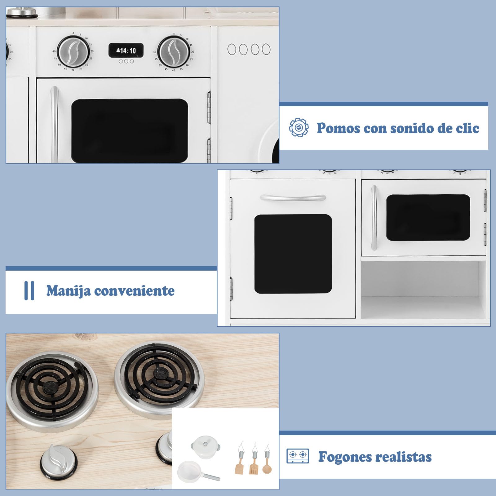Cocina Infantil de Madera con Lavadora, Horno y Microondas
