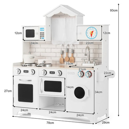 Cocina Infantil de Madera con Lavadora, Horno y Microondas