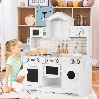 Cocina Infantil de Madera con Lavadora, Horno y Microondas