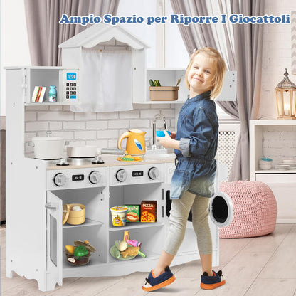 Cocina Infantil de Madera con Lavadora, Horno y Microondas