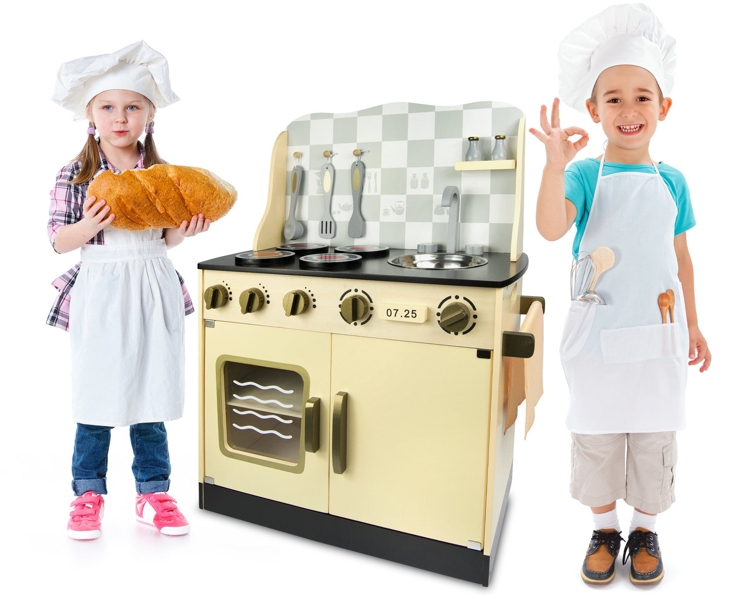 Cocina Madera Infantil De Juguete color Crema
