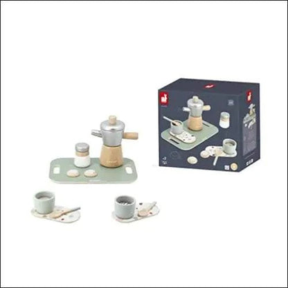 Cafetera Italiana de Juguete, juego de café de madera con accesorios para niños