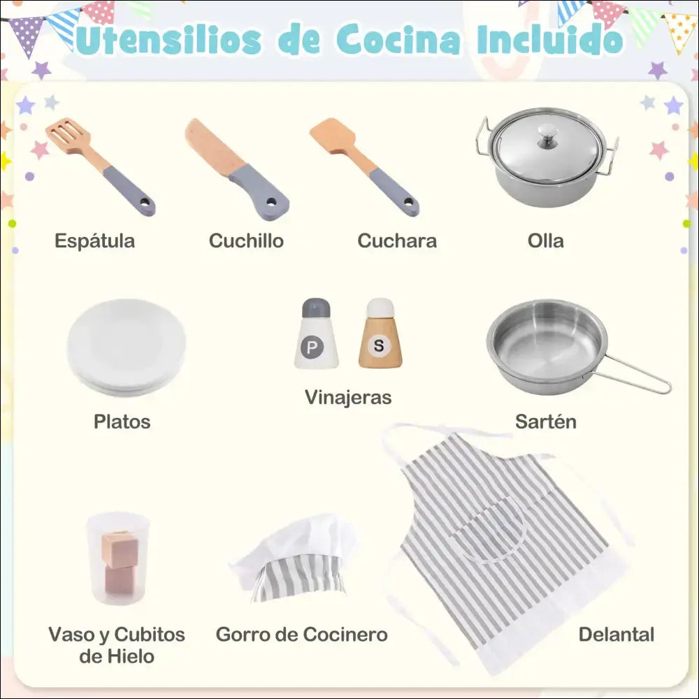 Cocina de juego con campana extractora y luces para niños pequeños fy32202es - Juguete