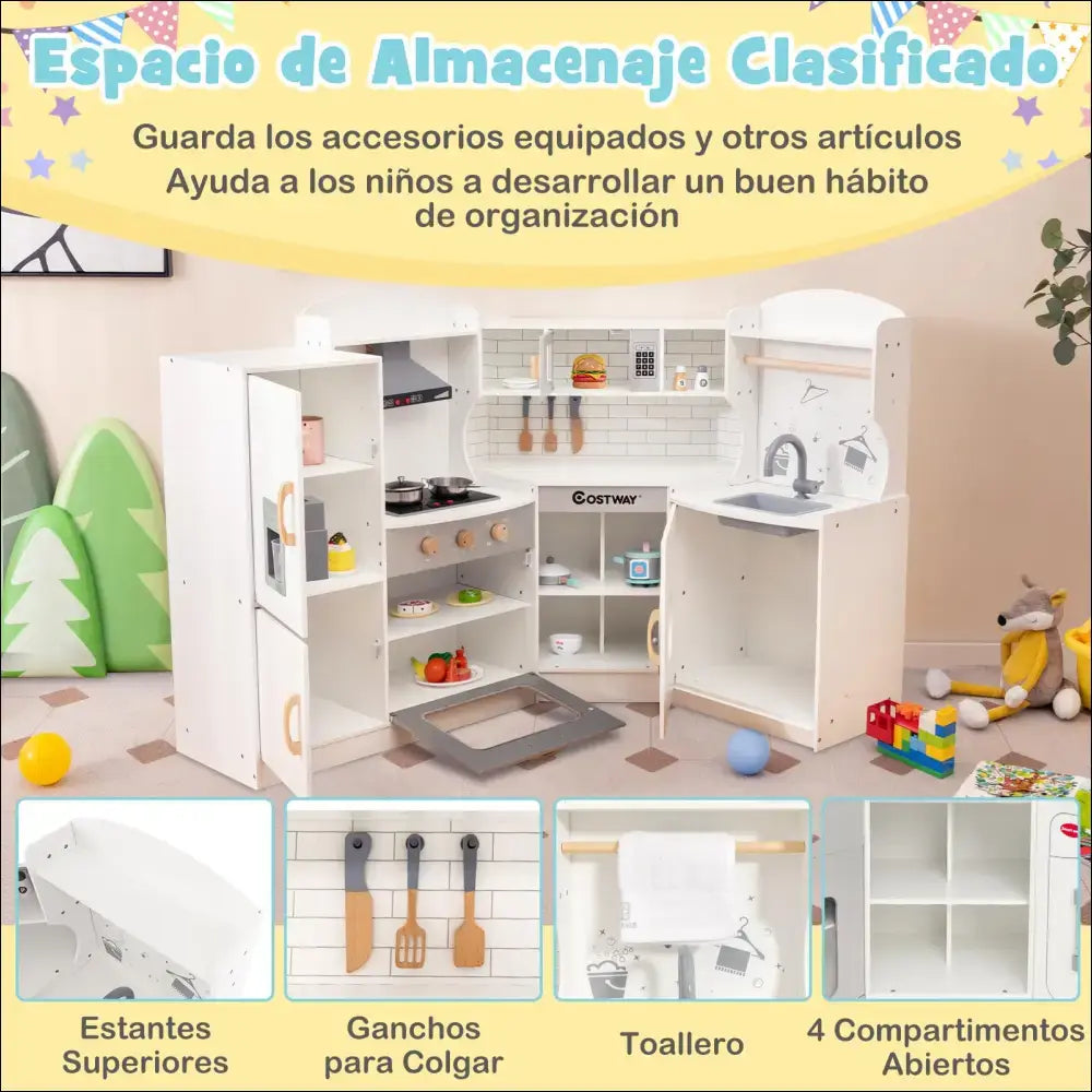 Cocina de juego con campana extractora y luces para niños pequeños fy32202es - Juguete