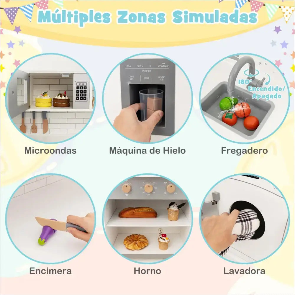 Cocina de juego con campana extractora y luces para niños pequeños fy32202es - Juguete