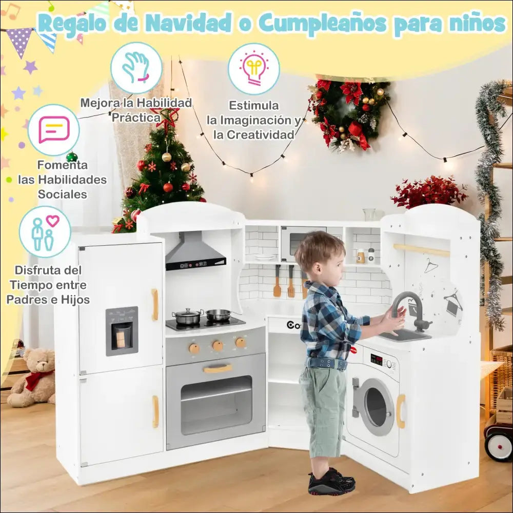 Cocina de juego con campana extractora y luces para niños pequeños fy32202es - Juguete