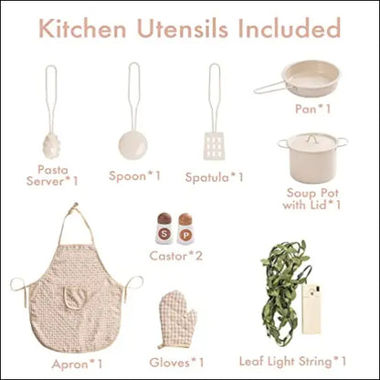 Colección de utensilios de cocina en paleta de colores neutros para Pueblo Tradicional