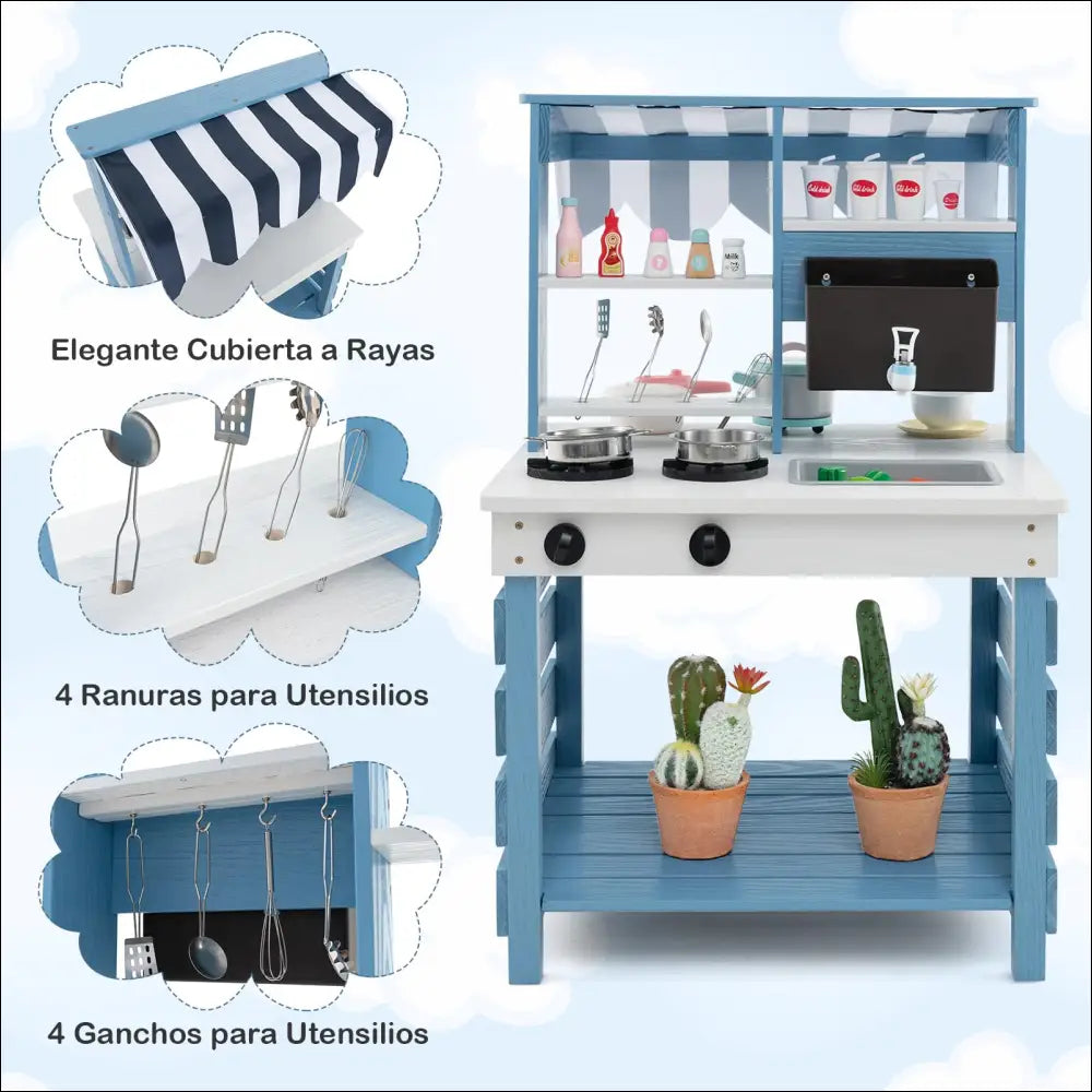 Cocina Juguete de Madera 2 en 1 para pequeños chefs creativos - Juguete