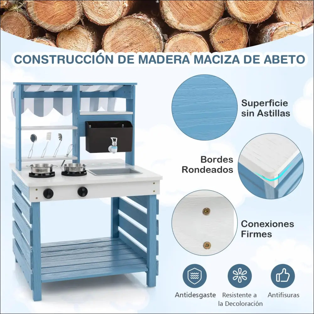 Cocina Juguete de Madera 2 en 1 para pequeños chefs creativos - Juguete