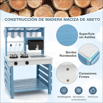 Cocina Juguete de Madera 2 en 1 para pequeños chefs creativos - Juguete