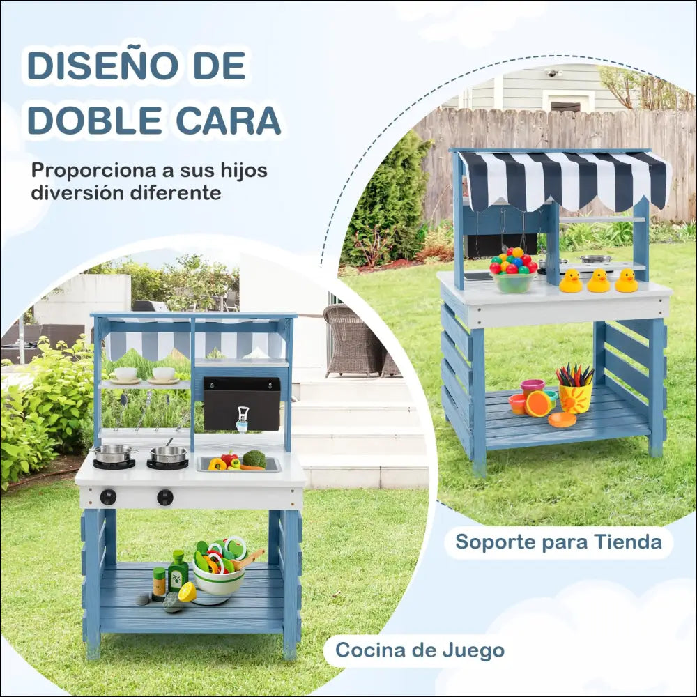 Cocina Juguete de Madera 2 en 1 para pequeños chefs creativos - Juguete