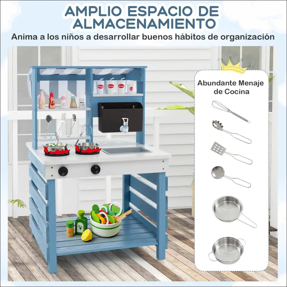 Cocina Juguete de Madera 2 en 1 para pequeños chefs creativos - Juguete