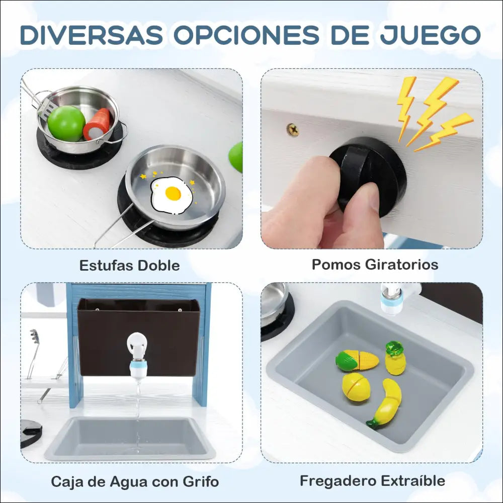 Cocina Juguete de Madera 2 en 1 para pequeños chefs creativos - Juguete