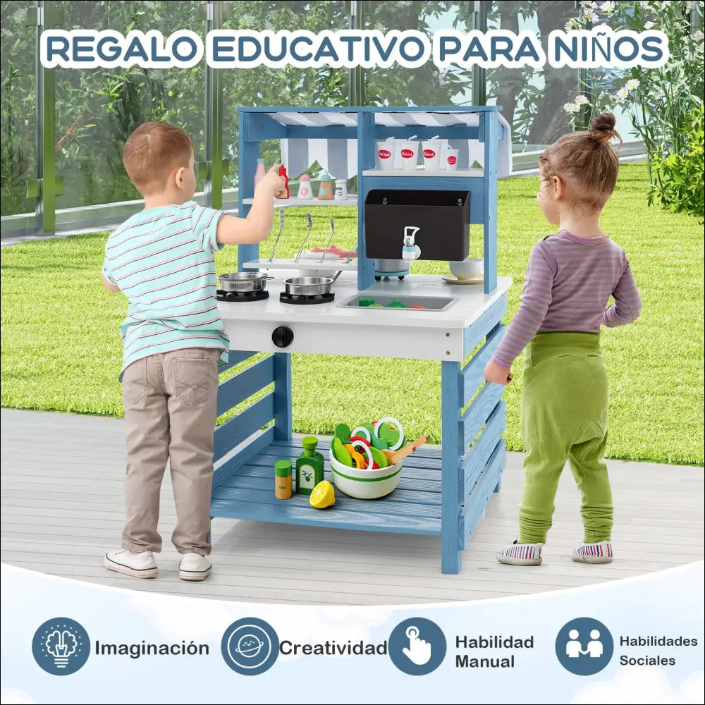 Cocina Juguete de Madera 2 en 1 para pequeños chefs creativos - Juguete