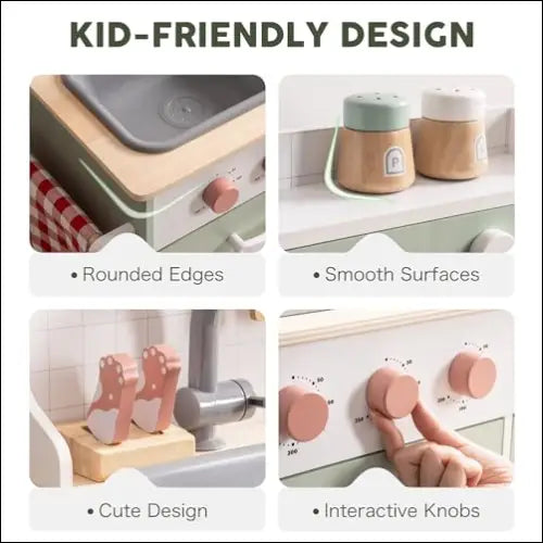 Cocina ROBUD con Accesorios para las Mejores Cocinitas de Madera para Niños - Juguete