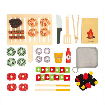 Conjunto de alimentos y utensilios de madera para la Cocinita-Barbacoa