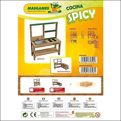 Cocinita de Madera SPICY DELICIOUS ideal para aire libre y diversión exterior