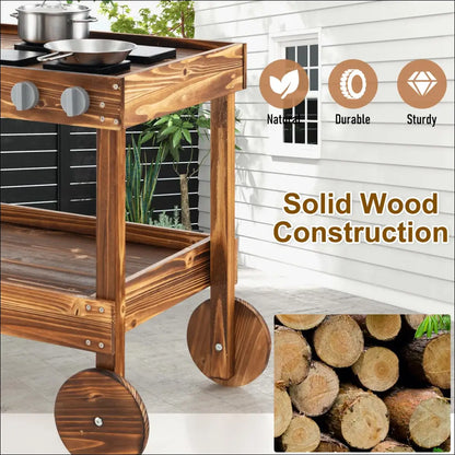 Carrito de madera con ruedas Cocinita Exterior HOMASIS ideal para cocinitas de juguete