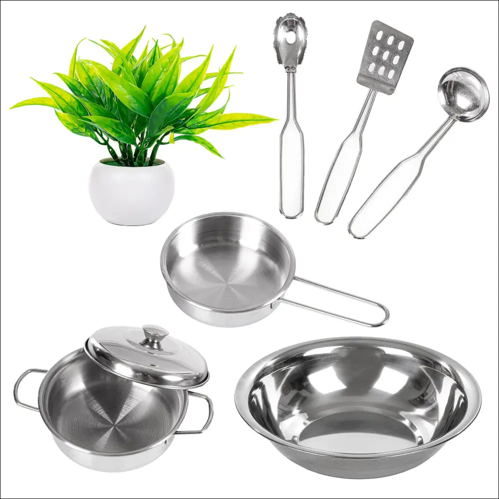 Colección de utensilios de cocina y menaje con planta decorativa de Cocinita Green Series