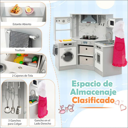 Cocinita Infantil COSTWAY con Sistema de Circulación de Agua Innovador - Juguete