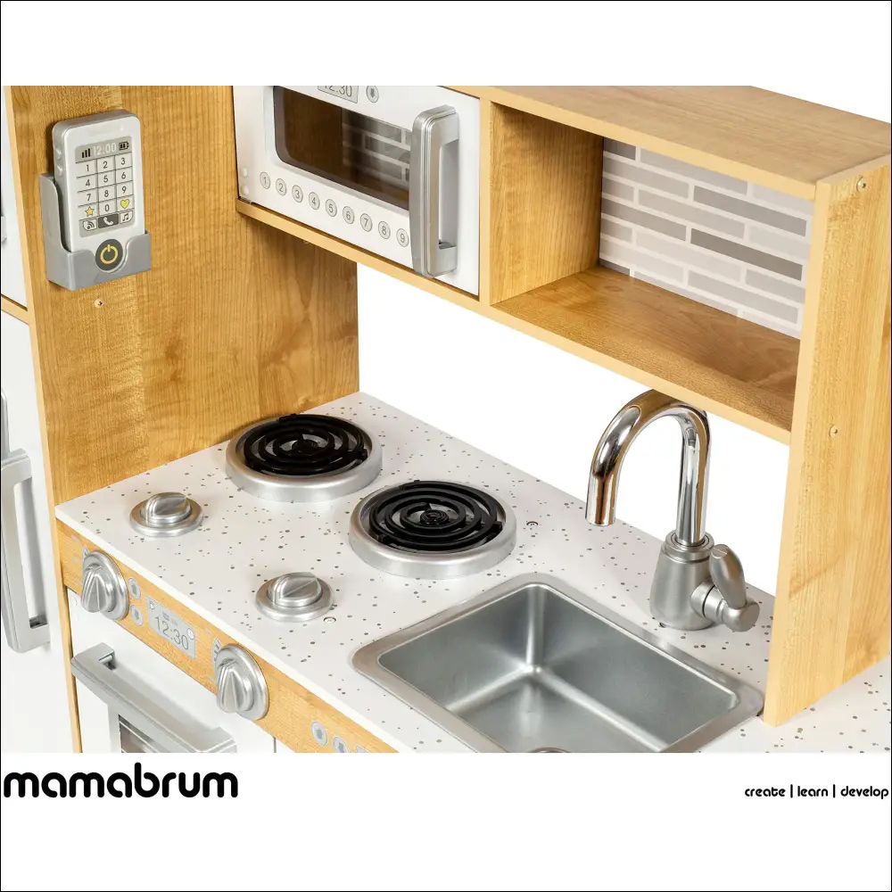 Toy kitchen set Cocinita Mamabrum con luz LED, ideal juguetes de madera para niños