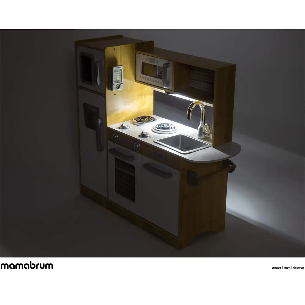 Cocinita Mamabrum con Luz LED, un juguete de madera para pequeños chefs creativos
