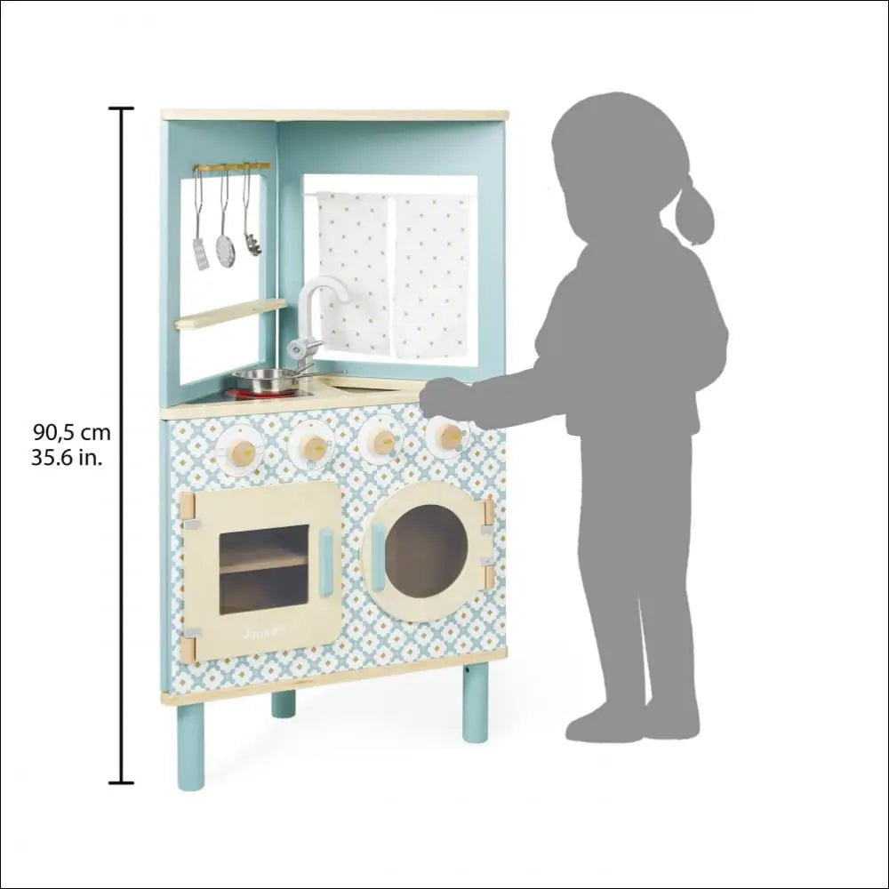 Cocinita Trio Estilo Retro en azul pastel, ideal para inspirar a los pequeños chefs