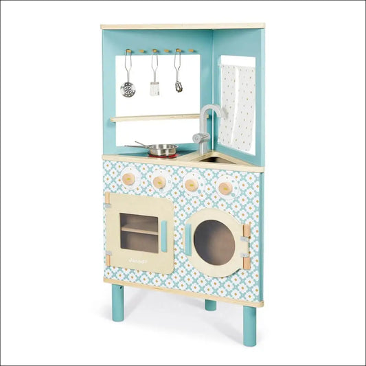 Cocinita Trio Estilo Retro en azul pastel, ideal para inspirar a los pequeños chefs