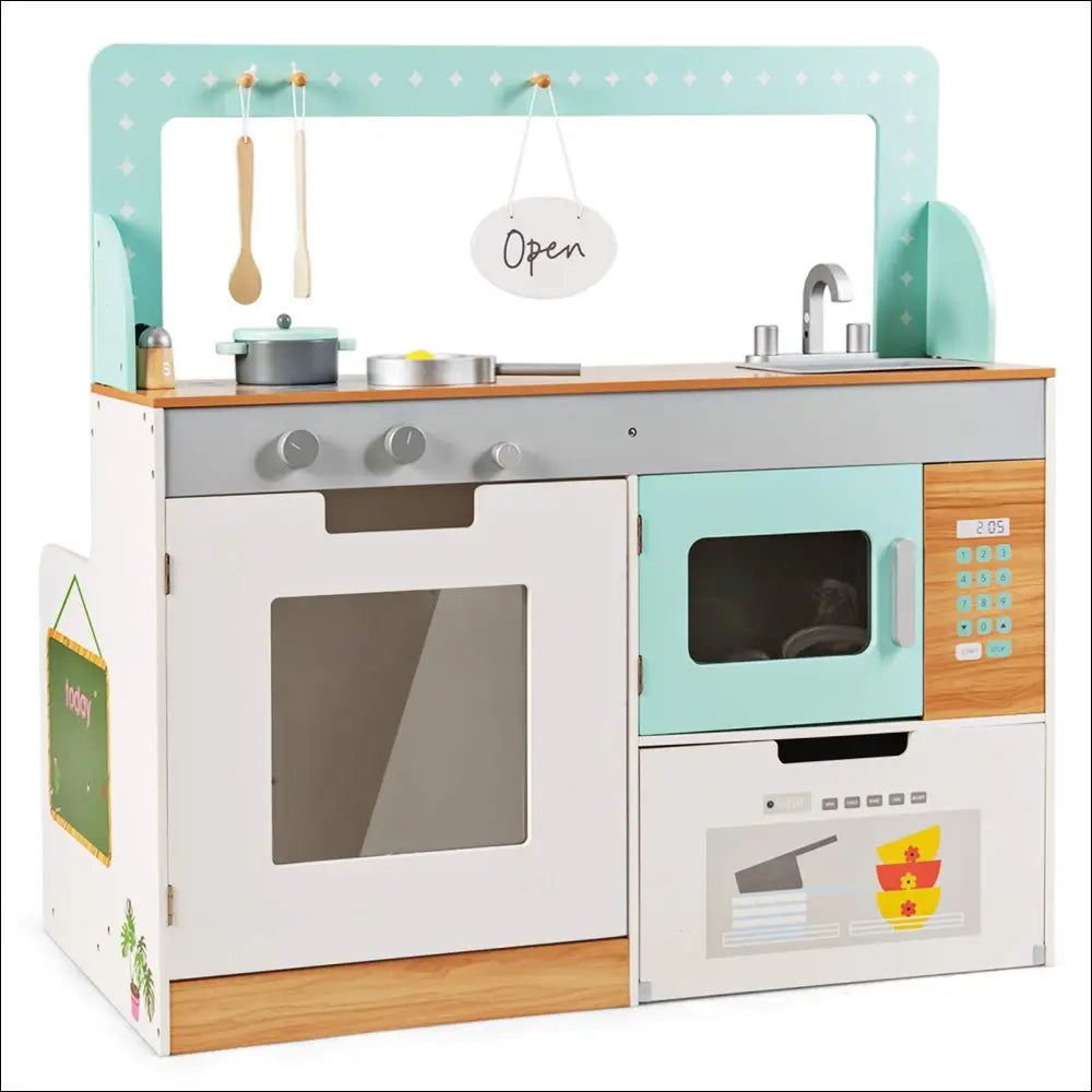 Cocinita Wix Verde, set de cocina infantil con horno, microondas y fregadero