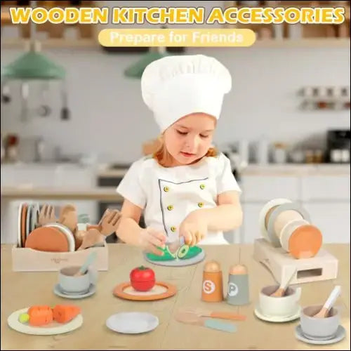 Cocinitas de madera Dreamon Neutros con 27 accesorios encantadores - Juguete