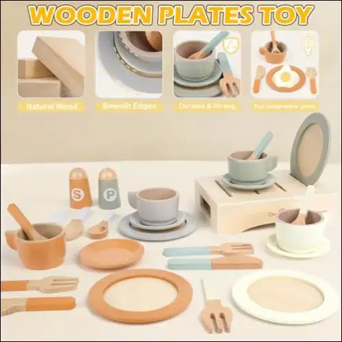 Cocinitas de madera Dreamon Neutros con 27 accesorios encantadores - Juguete