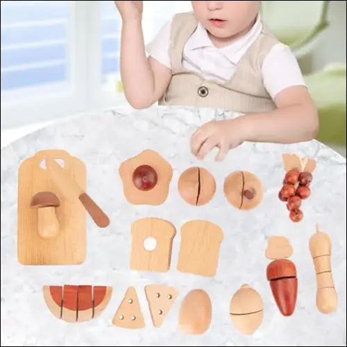 Cocinitas de Madera MagiDeal para Niños con Corte Realista y Brillante - Juguete