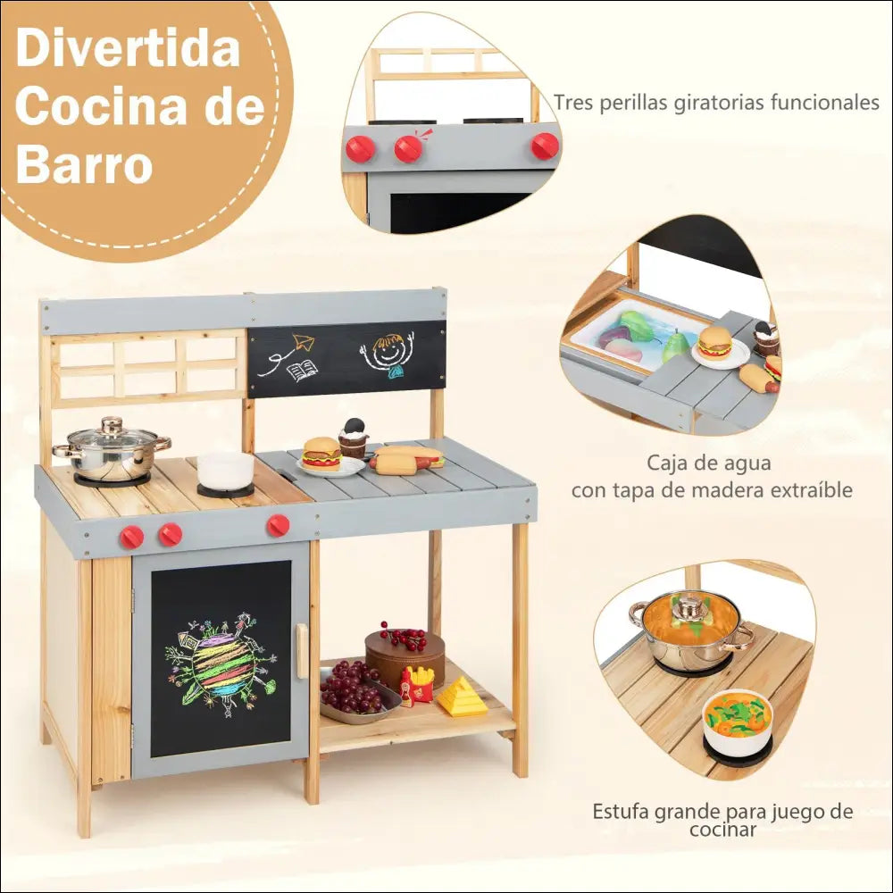 Cocinitas de Madera para Aire Libre Diversión Educativa para Niños - Juguete