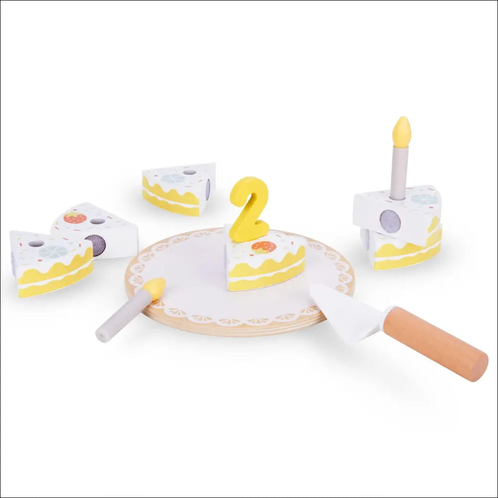 Tarta de cumpleaños de madera Mamabrum con piezas, vela y utensilio para servir