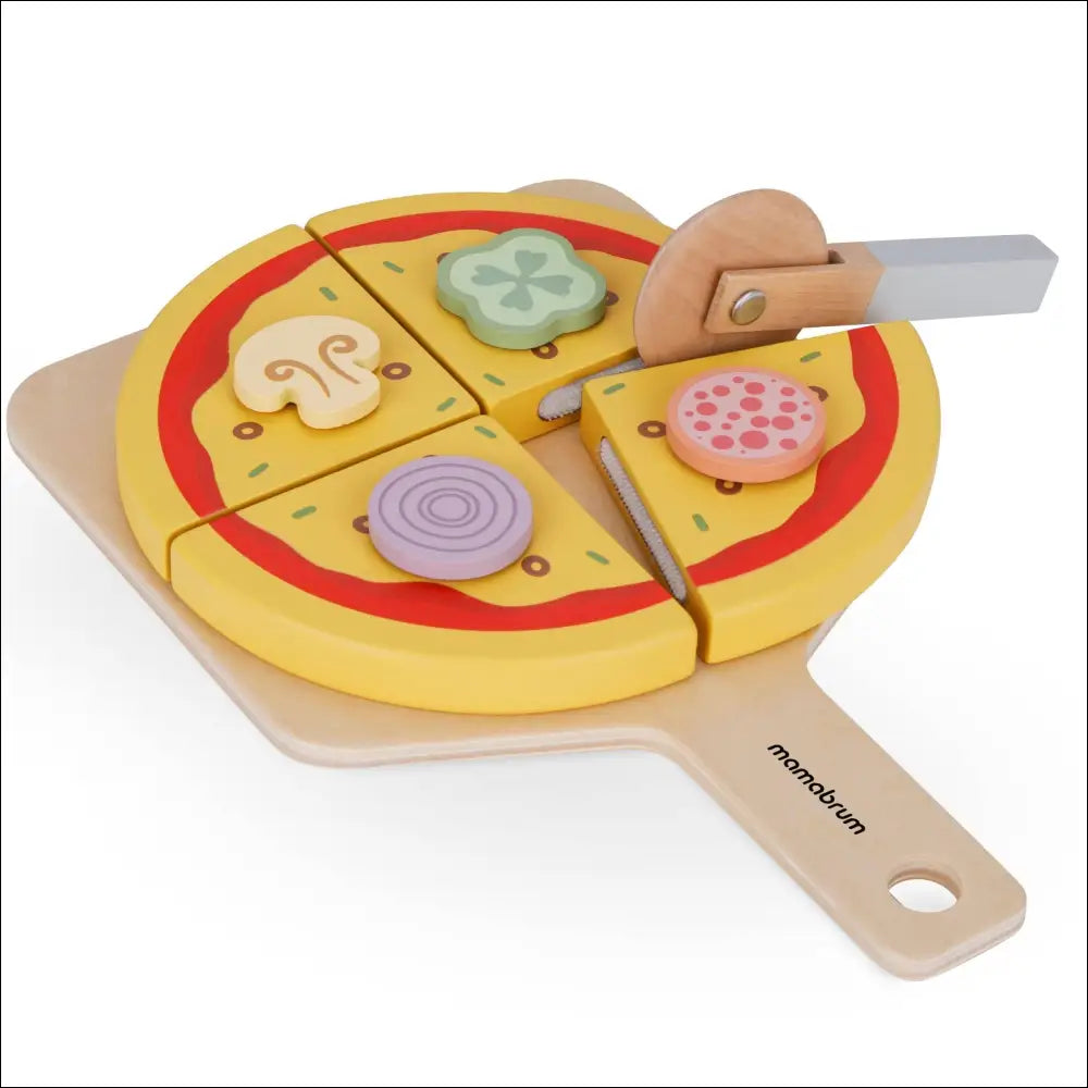 Juego de pizza de madera con toppings rebanables para el horno pizzería