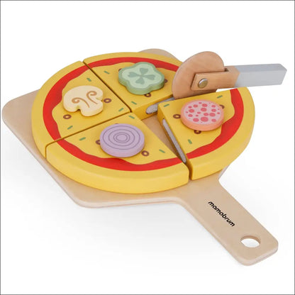 Juego de pizza de madera con toppings rebanables para el horno pizzería
