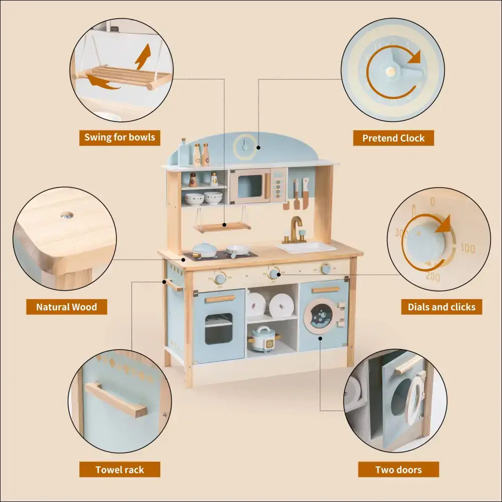 Robotime Divertido Robot Sonoro para Niños Pequeños en Cocinitas de Madera - Juguete